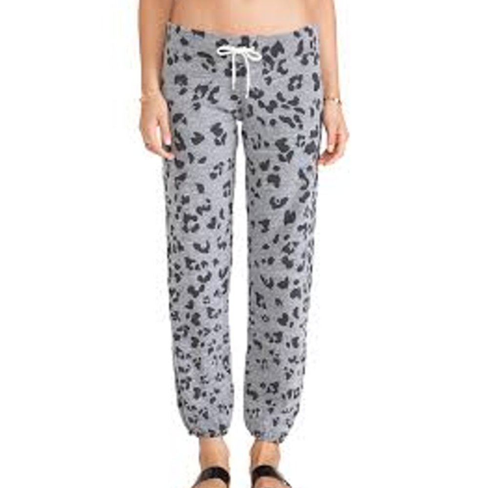 Small Vintage Monroe Grey Leopard Fleece Joggers